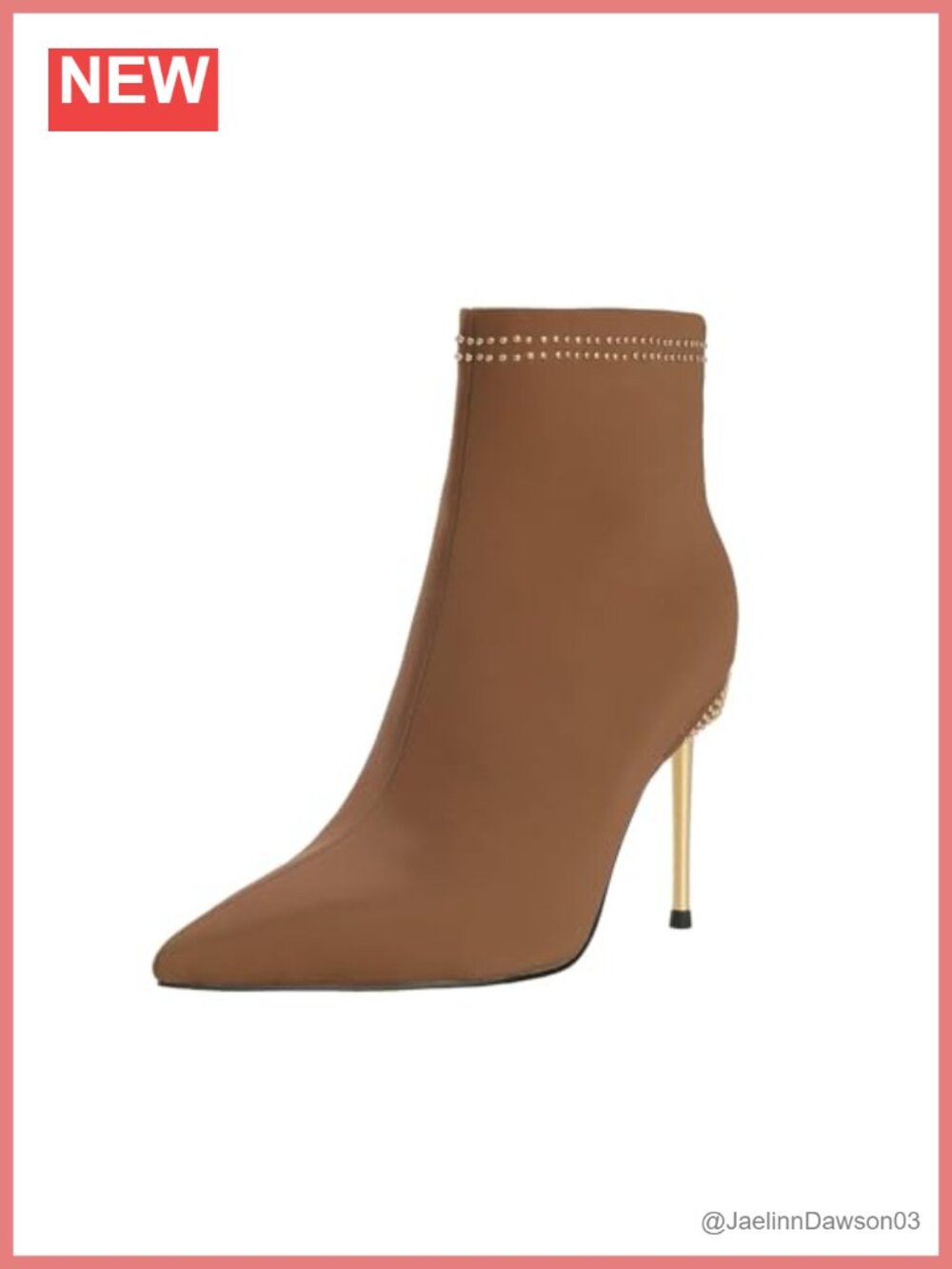 Genuine Leather Pointed Toe Stiletto Ankle Booties Rivet Side Zipper Women's